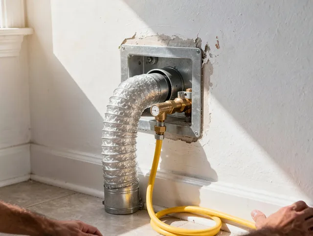 Redlands Dryer Vent Cleaning certified technician performing specialized gas dryer vent cleaning in Redlands